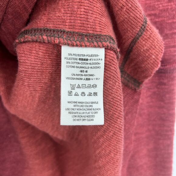 We The Free Free People Burnt Red Soft Turtleneck Tunic Top Split Back Womens XS - Picture 7 of 11